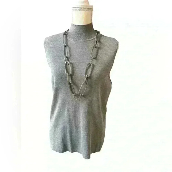 Chico's light gray mock turtleneck sleeveless top size 2 - Picture 1 of 5
